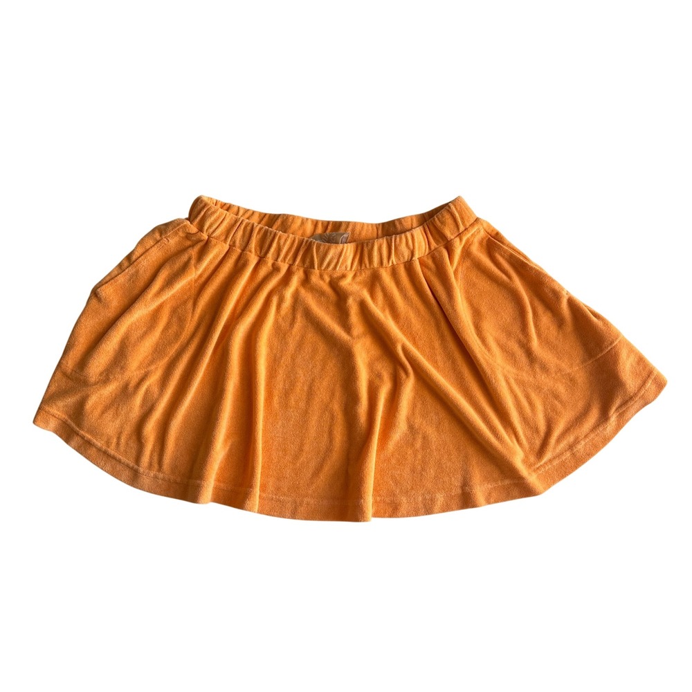 Araminta James Orange Terry Cloth Mini Skirt Cotton Elastic Waist Pockets L